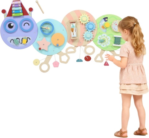 Panel ścienny edukacyjny Tablica Manipulacyjna Sensoryczna Drewniana