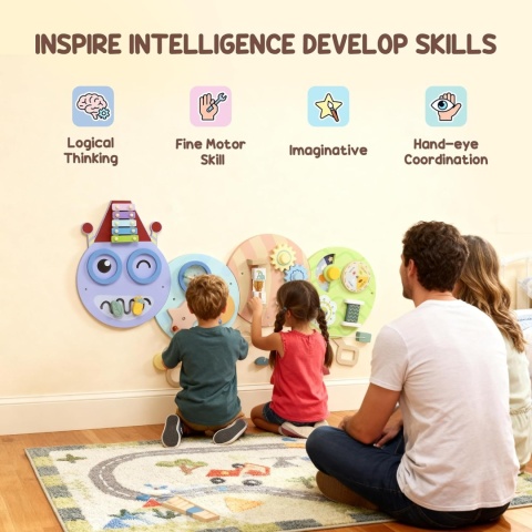 Panel ścienny edukacyjny Tablica Manipulacyjna Sensoryczna Drewniana