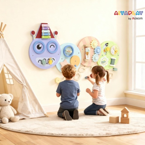 Panel ścienny edukacyjny Tablica Manipulacyjna Sensoryczna Drewniana